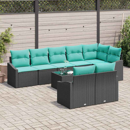 Set di divani con cuscino 9 pcs Nero polyrattan | homemem39
