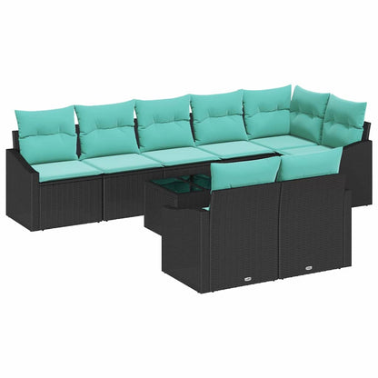 Set di divani con cuscino 9 pcs Nero polyrattan | homemem39