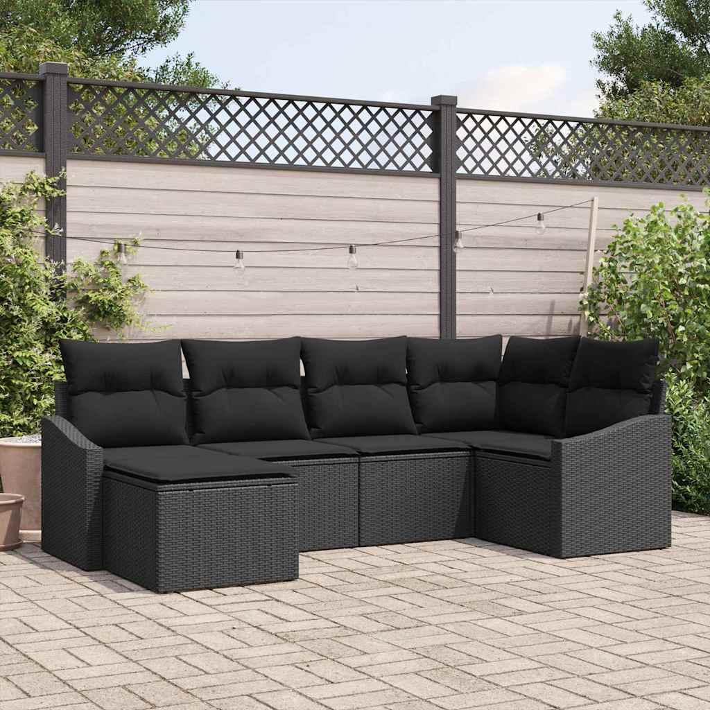 Set di divani 6 pz Nero polyrattan | homemem39