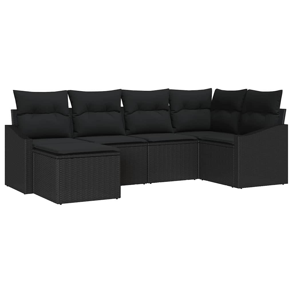 Set di divani 6 pz Nero polyrattan | homemem39