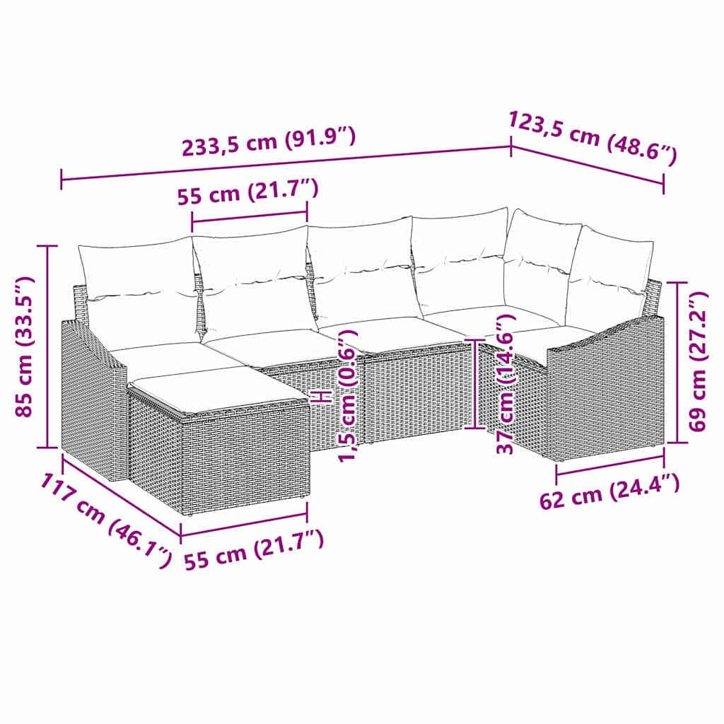 Set di divani 6 pz Nero polyrattan | homemem39