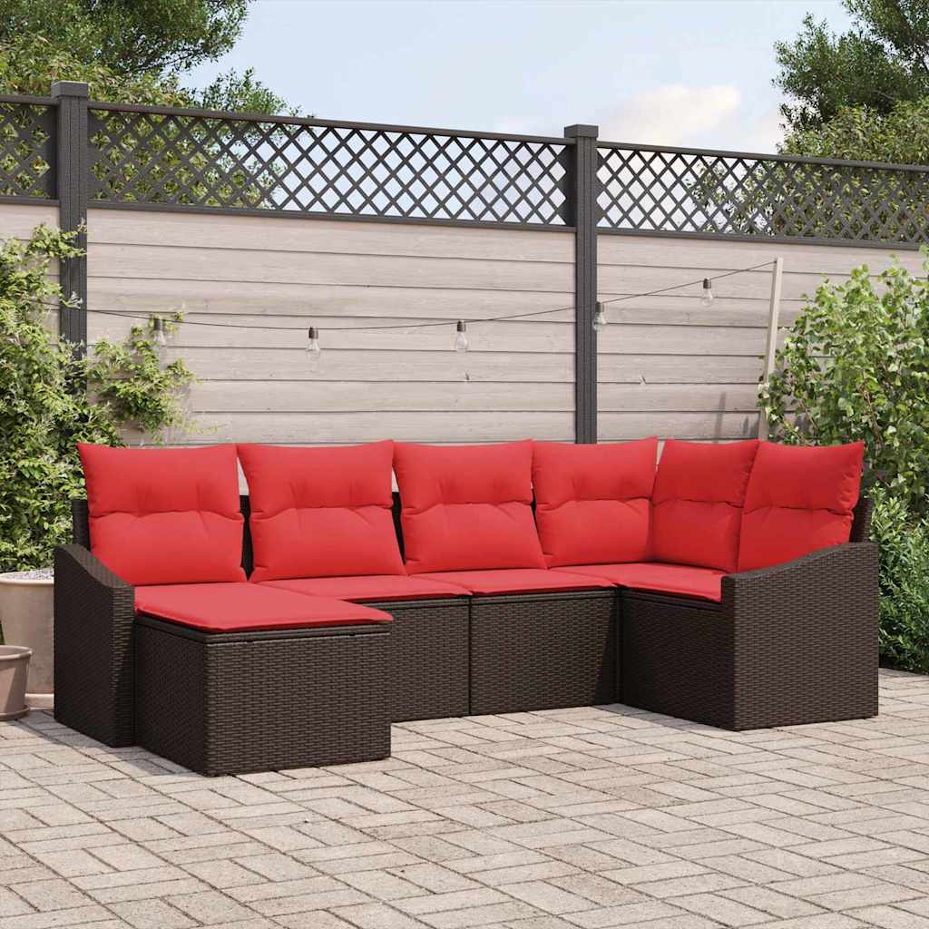 Set di divani 6 pz Marrone polyrattan | homemem39