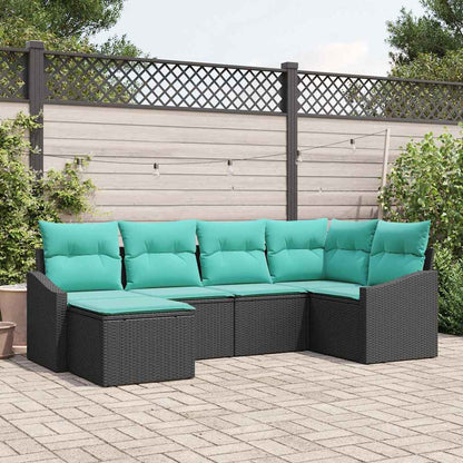 Set di divani con cuscino 6 pcs Nero polyrattan | homemem39