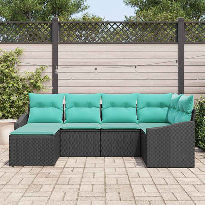 Set di divani con cuscino 6 pcs Nero polyrattan | homemem39