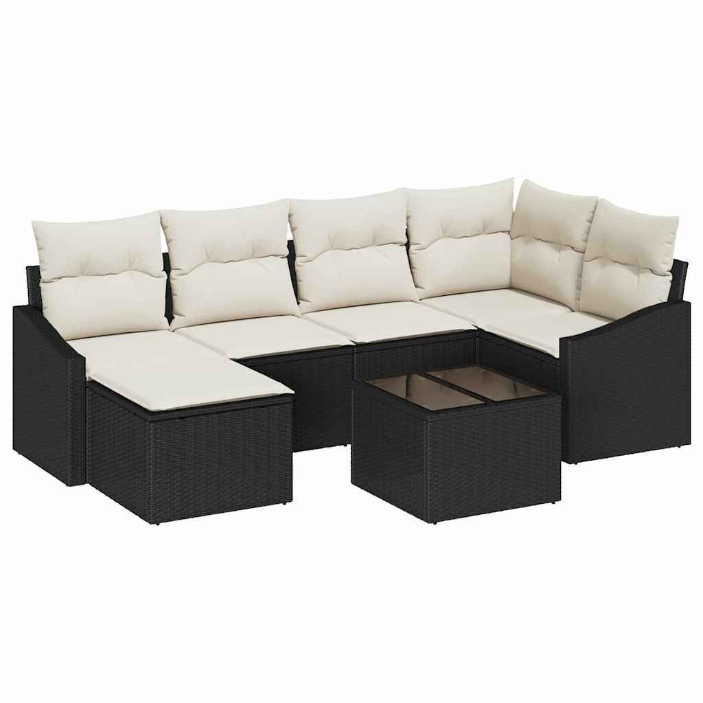 Set di divani 7 pz Nero polyrattan | homemem39