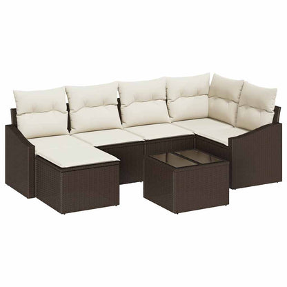 Set di divani con cuscino 7 pcs Marrone polyrattan | homemem39