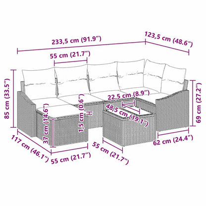 Set di divani con cuscino 7 pcs Marrone polyrattan | homemem39