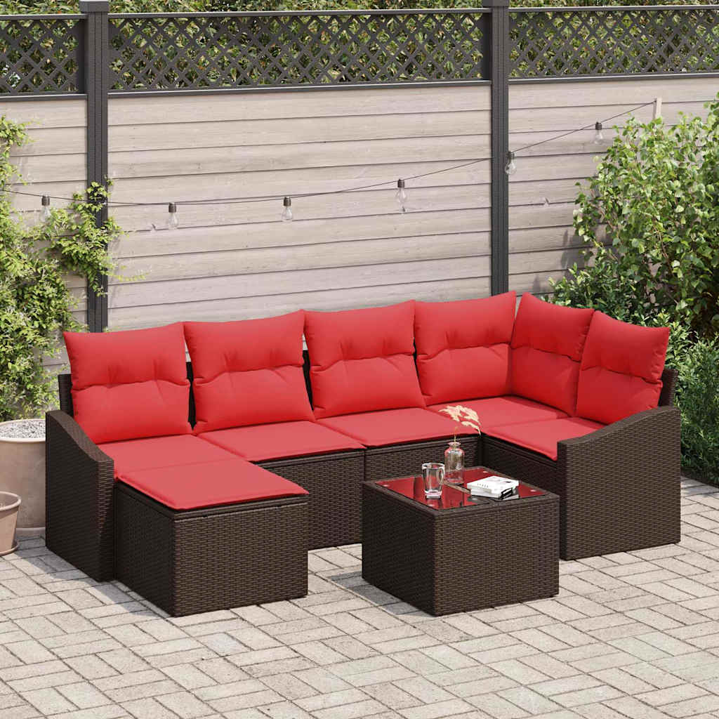 Set di divani 7 pz Marrone polyrattan | homemem39
