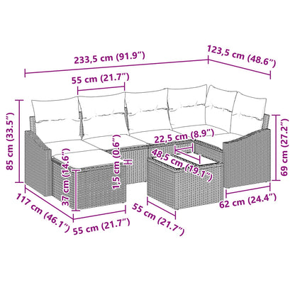 Set di divani 7 pz Marrone polyrattan | homemem39