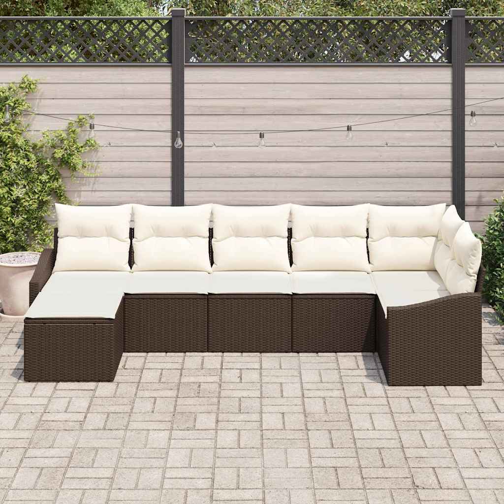 Set di divani con cuscino 7 pcs Marrone polyrattan | homemem39