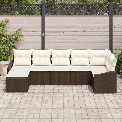 Set di divani con cuscino 7 pcs Marrone polyrattan | homemem39
