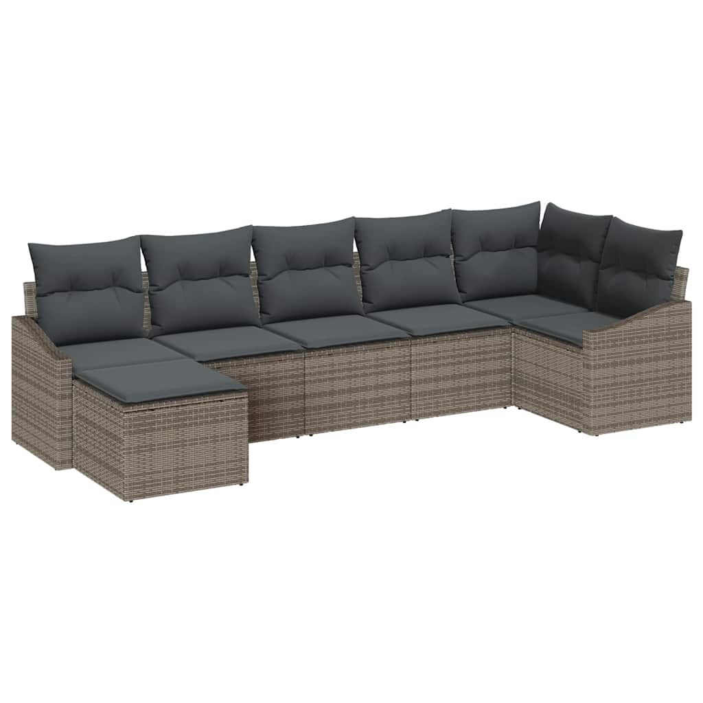 Set di divani con cuscino 7 pcs Grigio polyrattan | homemem39