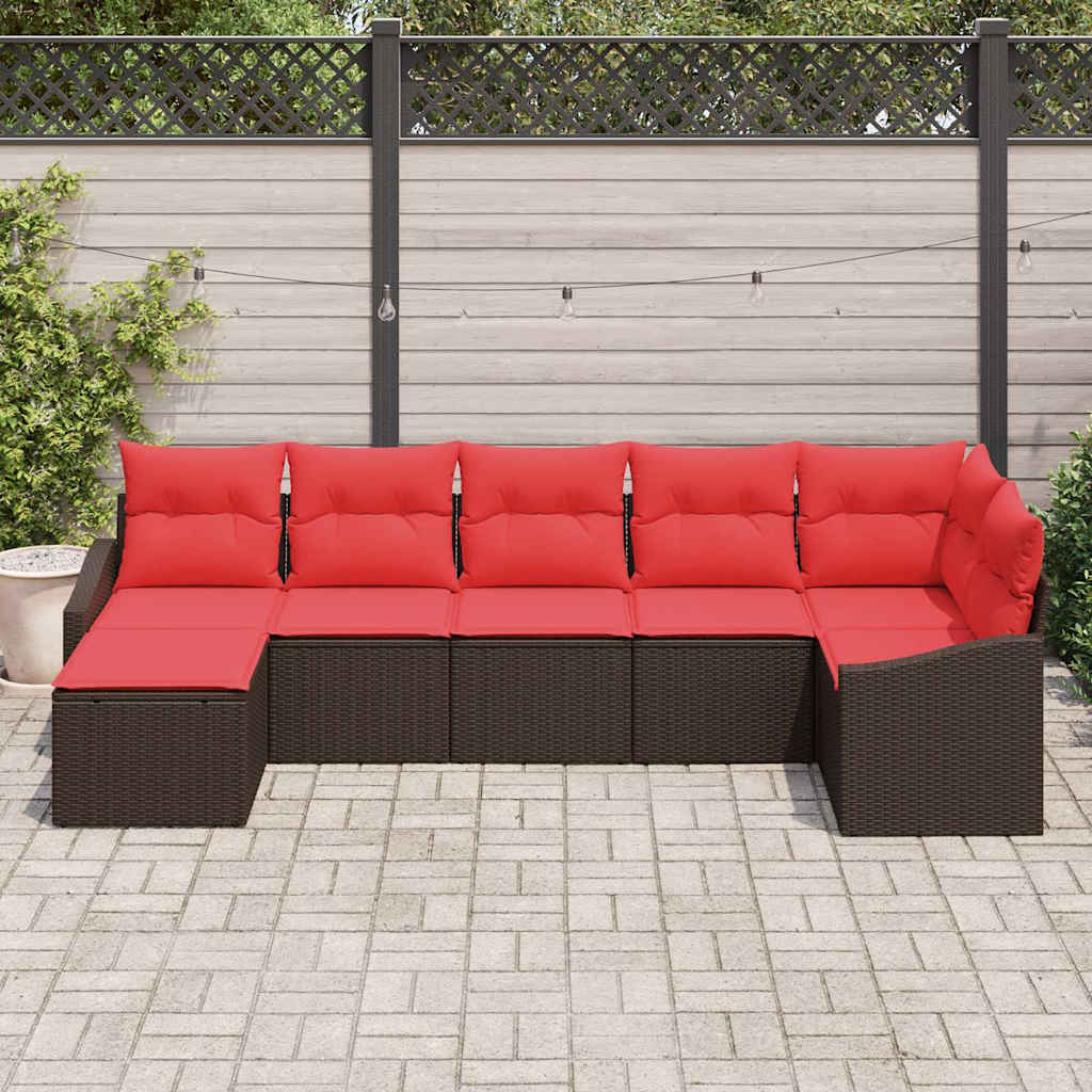 Set di divani 7 pz Marrone polyrattan | homemem39