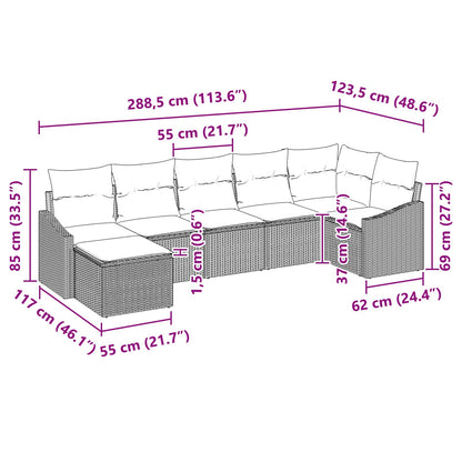 Set di divani con cuscino 7 pcs Nero polyrattan | homemem39