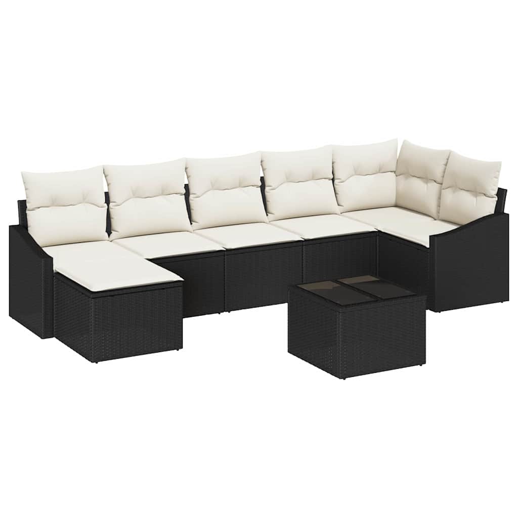 Set di divani con cuscino 8 pcs Nero polyrattan | homemem39