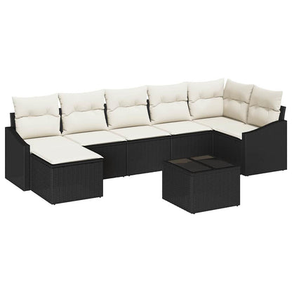 Set di divani con cuscino 8 pcs Nero polyrattan | homemem39