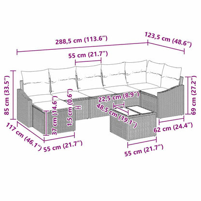 Set di divani con cuscino 8 pcs Nero polyrattan | homemem39