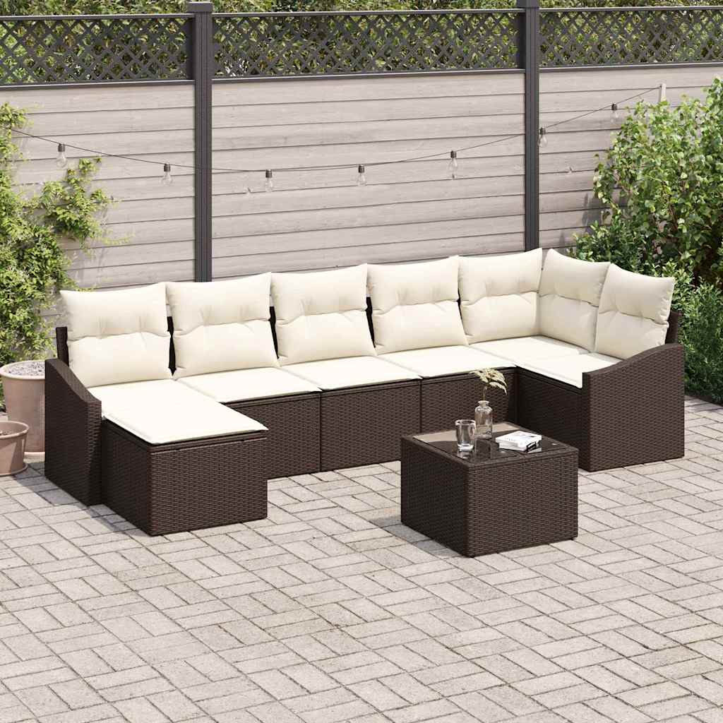 Set di divani con cuscino 8 pcs Marrone polyrattan | homemem39