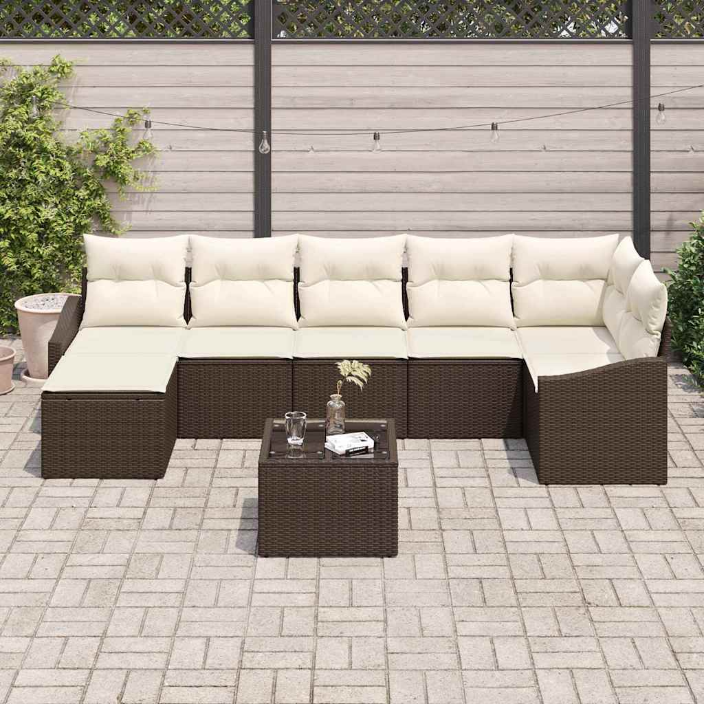 Set di divani con cuscino 8 pcs Marrone polyrattan | homemem39