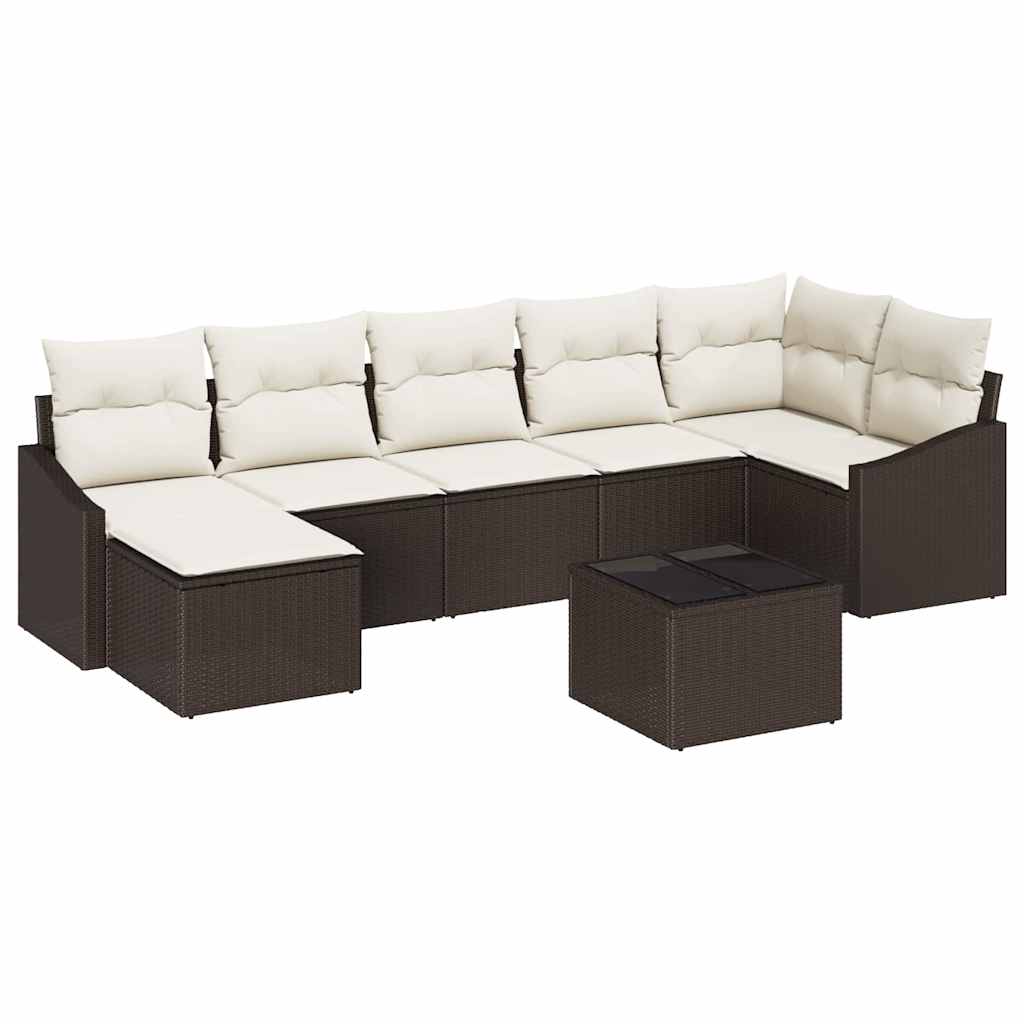 Set di divani con cuscino 8 pcs Marrone polyrattan | homemem39