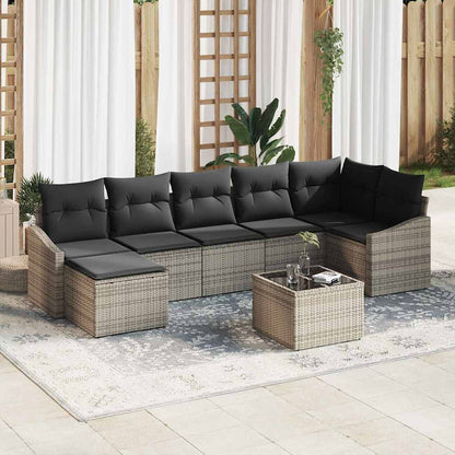 Set di divani con cuscino 8 pcs Grigio polyrattan | homemem39