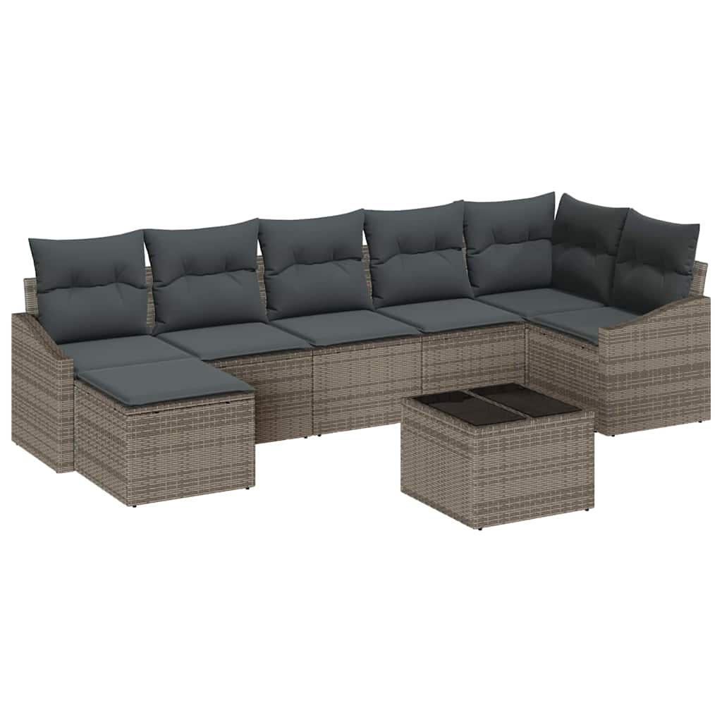 Set di divani con cuscino 8 pcs Grigio polyrattan | homemem39