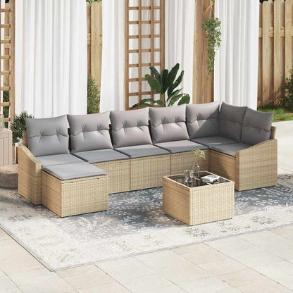 Set di divani con cuscino 8 pcs Beige polyrattan | homemem39
