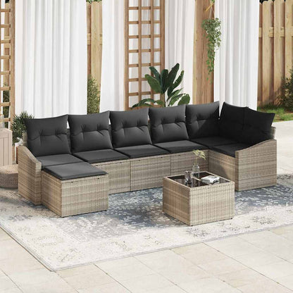 Set di divani con cuscino 8 pcs Grigio chiaro polyrattan | homemem39