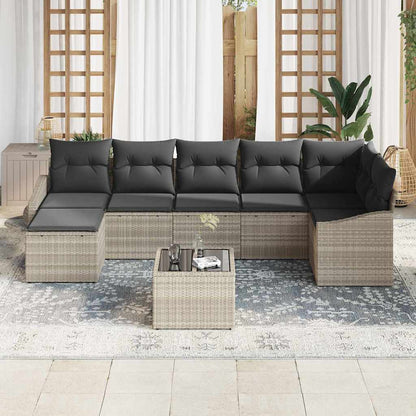 Set di divani con cuscino 8 pcs Grigio chiaro polyrattan | homemem39