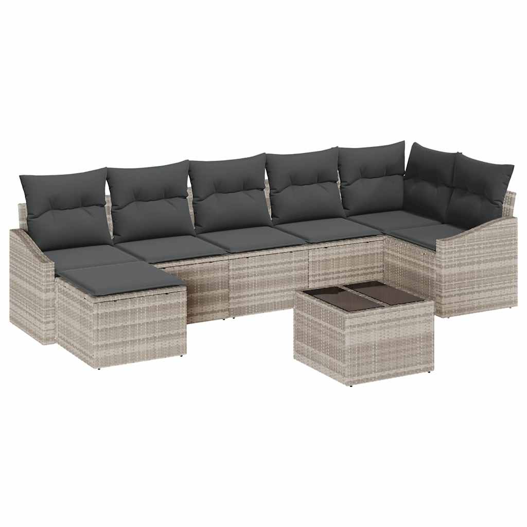 Set di divani con cuscino 8 pcs Grigio chiaro polyrattan | homemem39