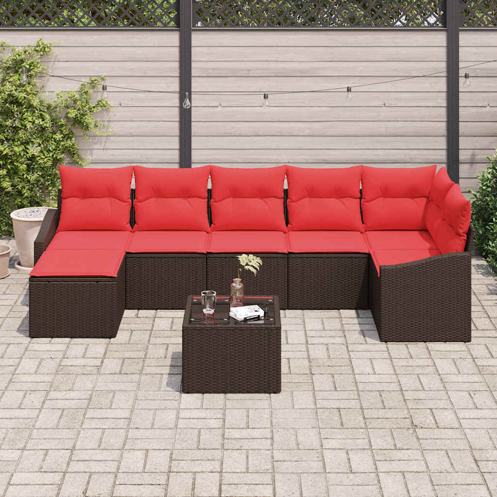 Set di divani 8 pz Marrone polyrattan | homemem39