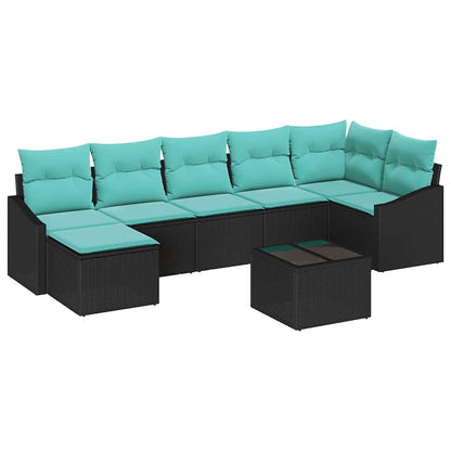 Set di divani con cuscino 8 pcs Nero polyrattan | homemem39