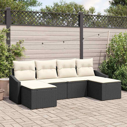 Set di divani con cuscino 6 pcs Nero polyrattan | homemem39