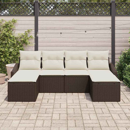 Set di divani con cuscino 6 pcs Marrone polyrattan | homemem39