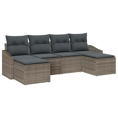 Set di divani con cuscino 6 pcs Grigio polyrattan | homemem39