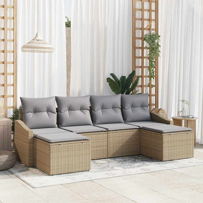 Set di divani con cuscino 6 pcs Beige polyrattan | homemem39