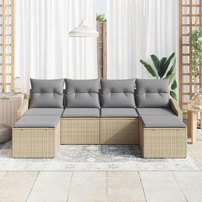 Set di divani con cuscino 6 pcs Beige polyrattan | homemem39