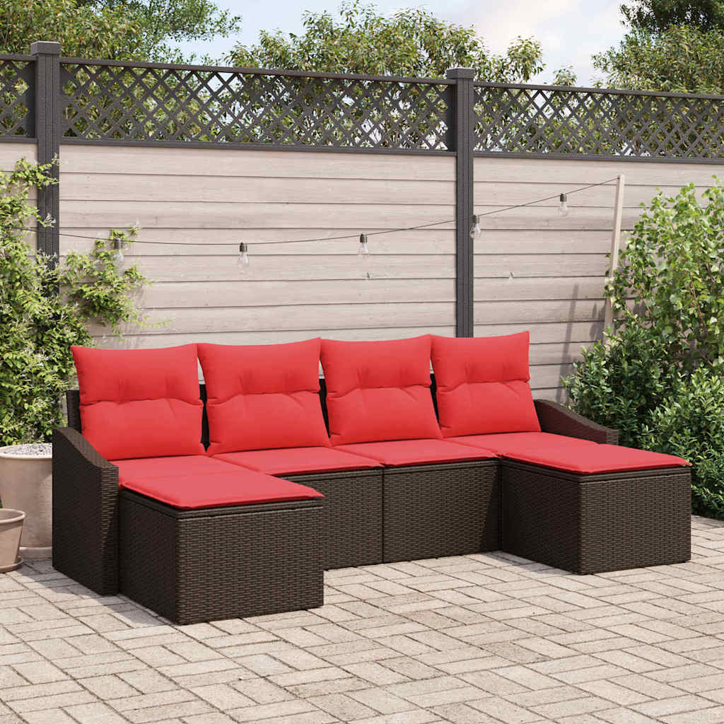 Set di divani 6 pz Marrone polyrattan | homemem39