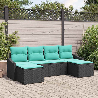 Set di divani con cuscino 6 pcs Nero polyrattan | homemem39