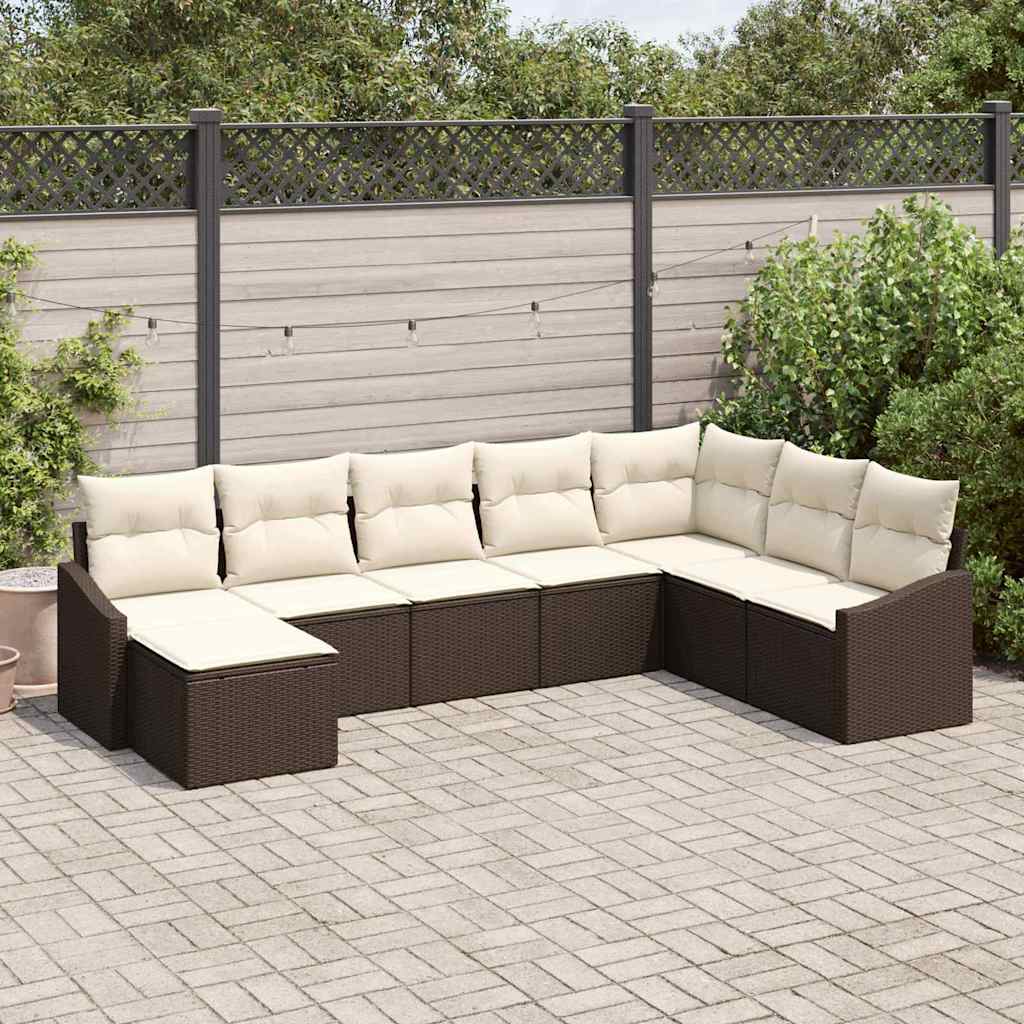 Set di divani con cuscino 8 pcs Marrone polyrattan | homemem39