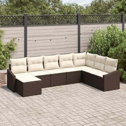 Set di divani con cuscino 8 pcs Marrone polyrattan | homemem39