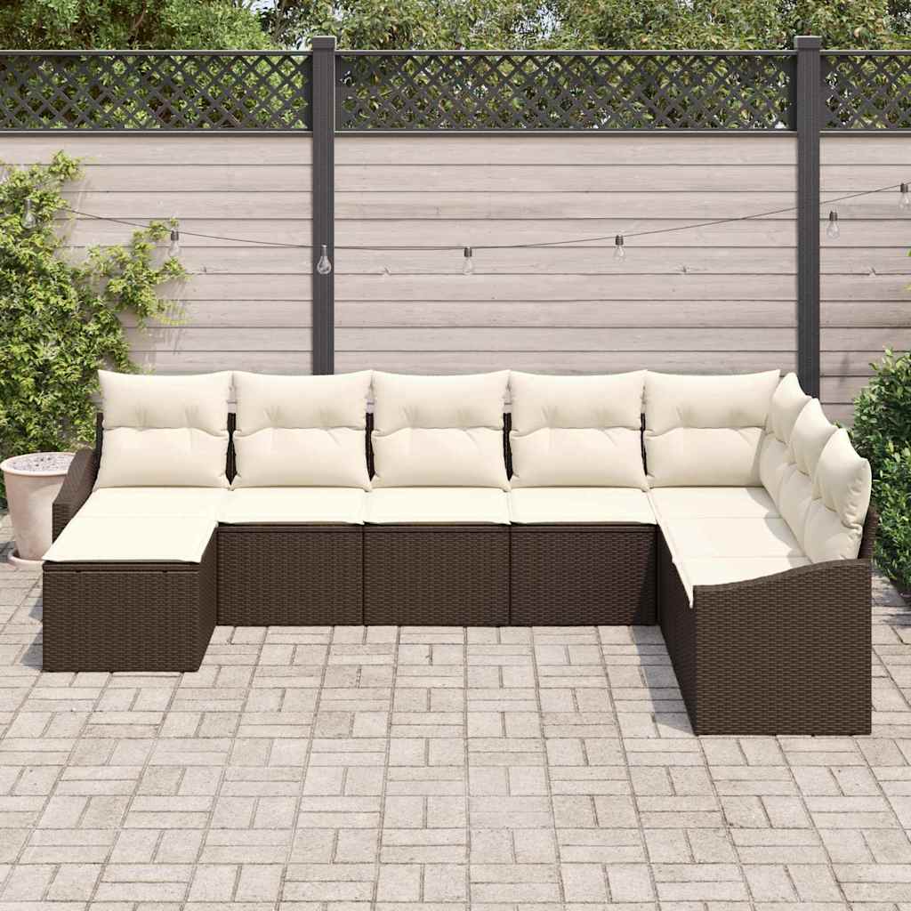 Set di divani con cuscino 8 pcs Marrone polyrattan | homemem39