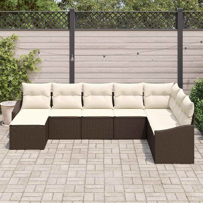 Set di divani con cuscino 8 pcs Marrone polyrattan | homemem39