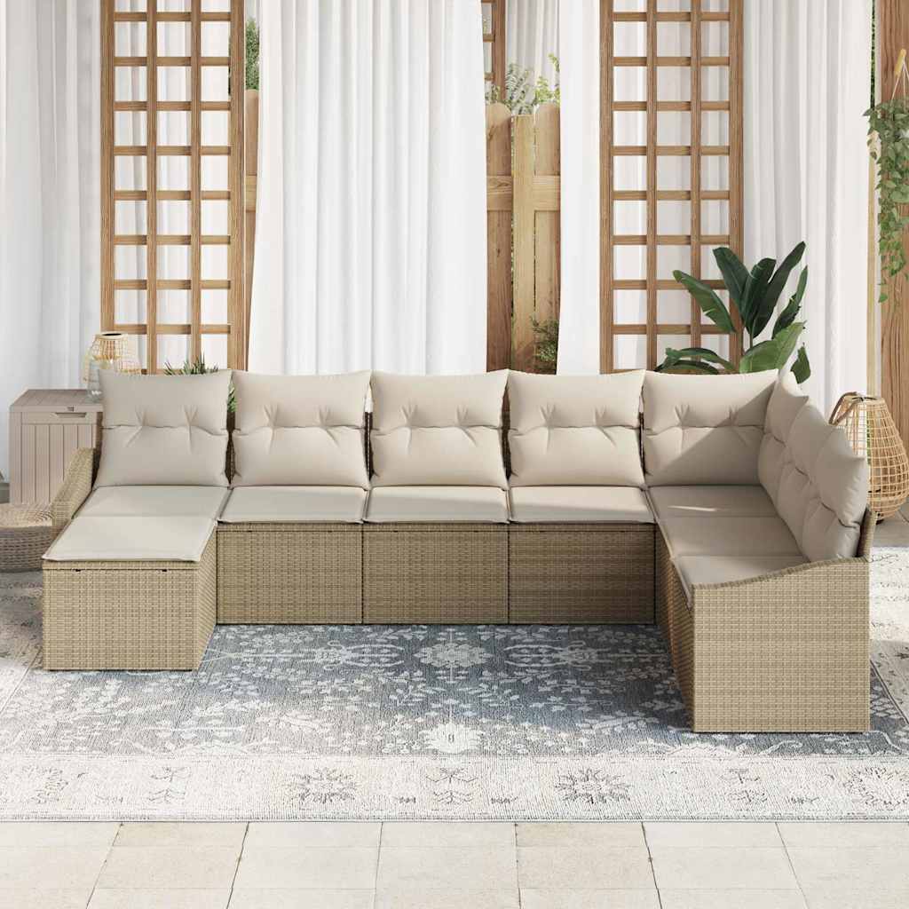 Set di divani con cuscino 8 pcs Beige polyrattan | homemem39