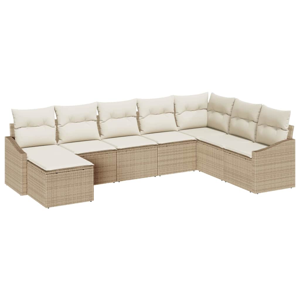 Set di divani con cuscino 8 pcs Beige polyrattan | homemem39
