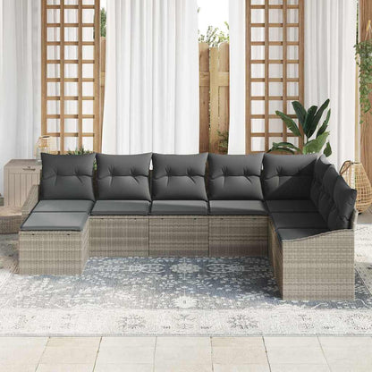 Set di divani con cuscino 8 pcs Grigio chiaro polyrattan | homemem39