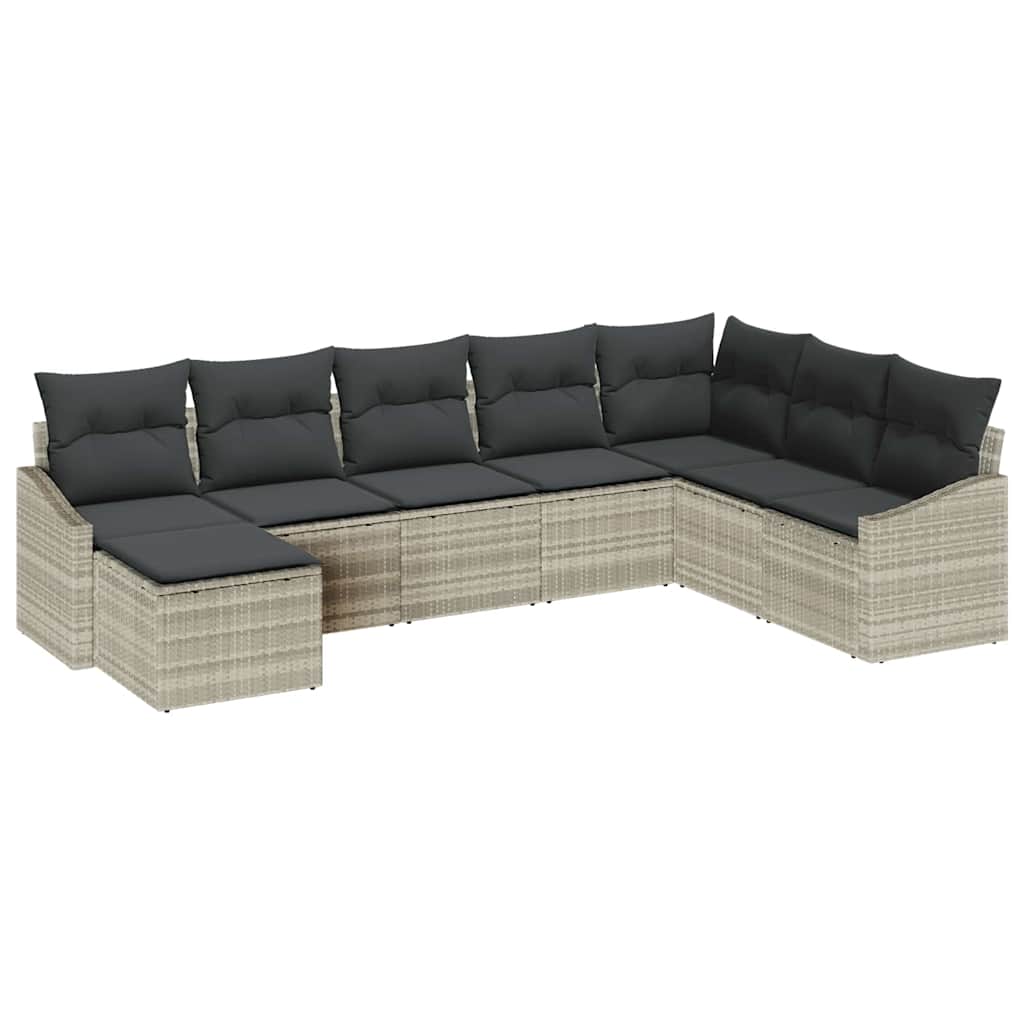 Set di divani con cuscino 8 pcs Grigio chiaro polyrattan | homemem39