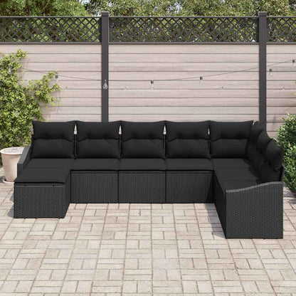 Set di divani con cuscino 8 pcs Nero polyrattan | homemem39