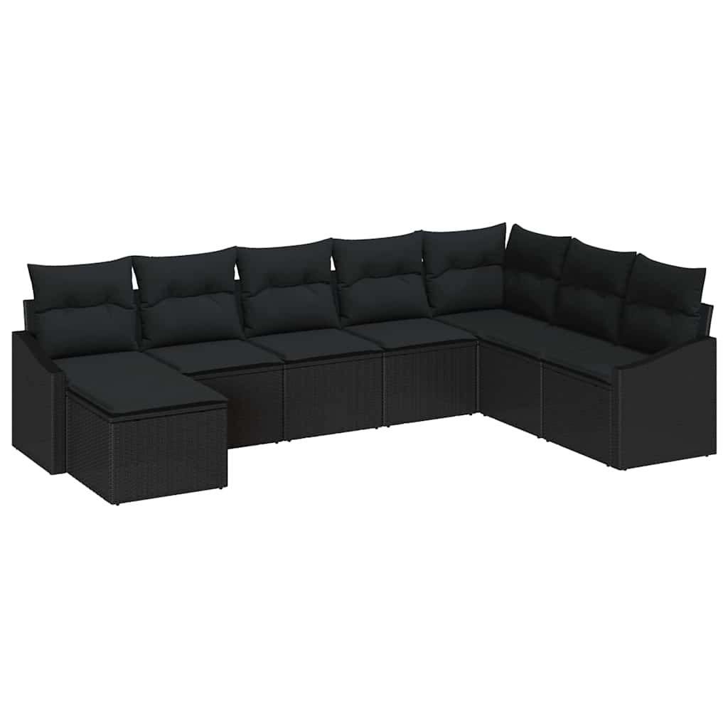 Set di divani con cuscino 8 pcs Nero polyrattan | homemem39