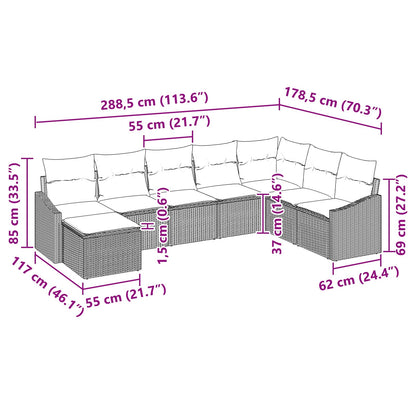 Set di divani con cuscino 8 pcs Nero polyrattan | homemem39